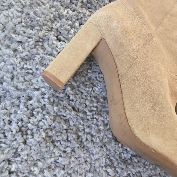 Zara Western Tall Suede Leather Knee-High Women's Cowboy Boots Tan 40 EU/ 9 US - Picture 8 of 15